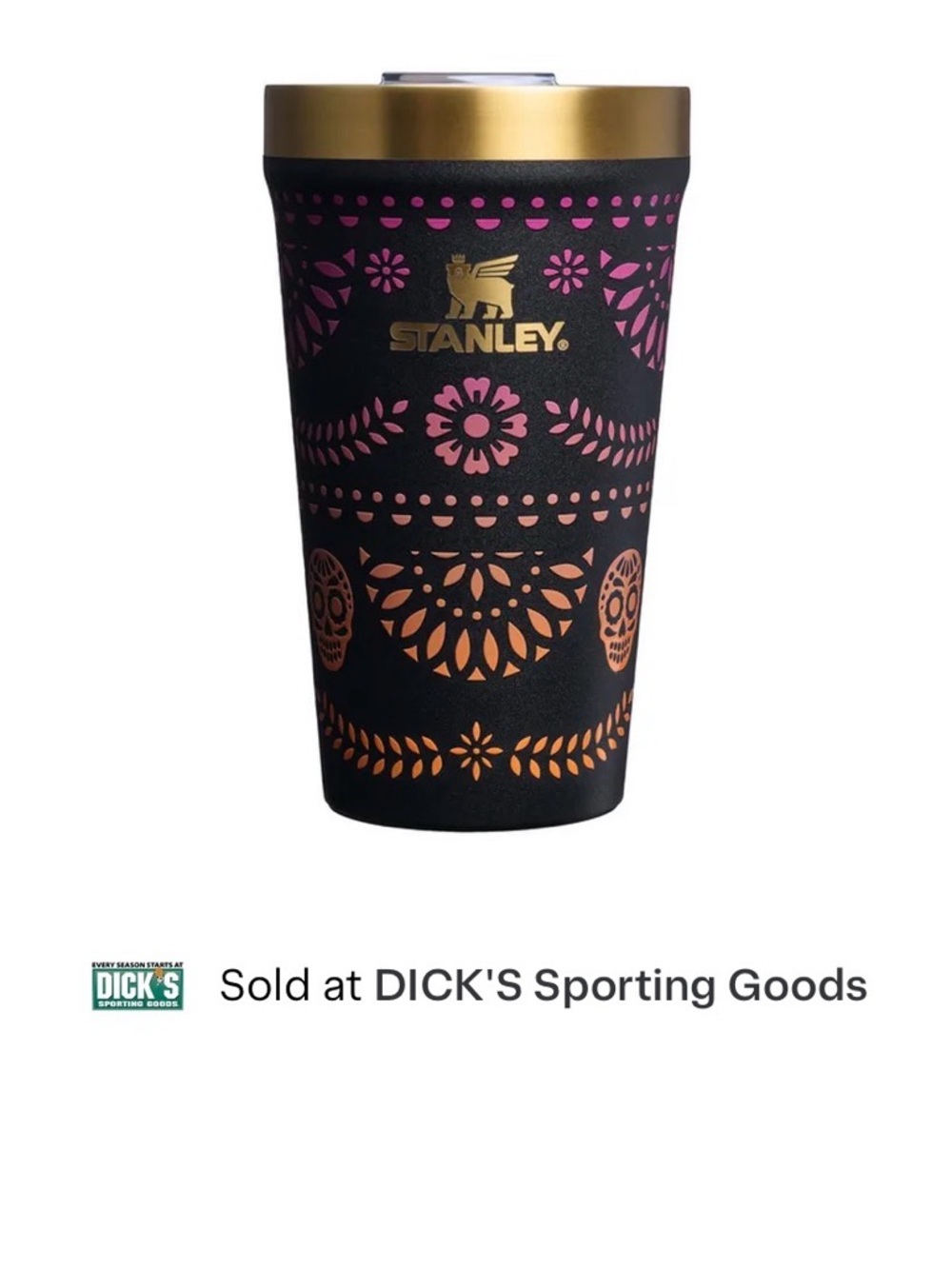 Stanley 16oz NWT Insulated Tumbler in Black with Pink & Orange Accents